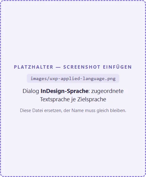 The “InDesign language” dialog