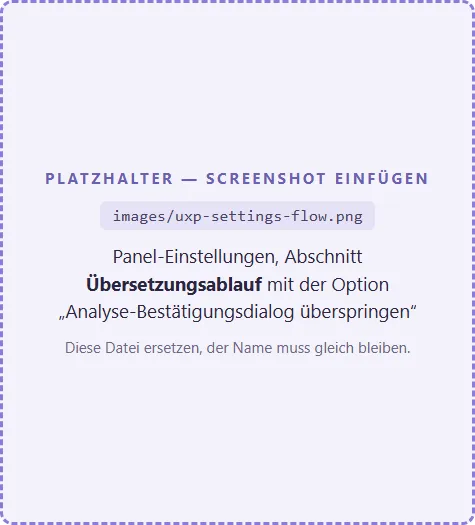 Settings — translation flow