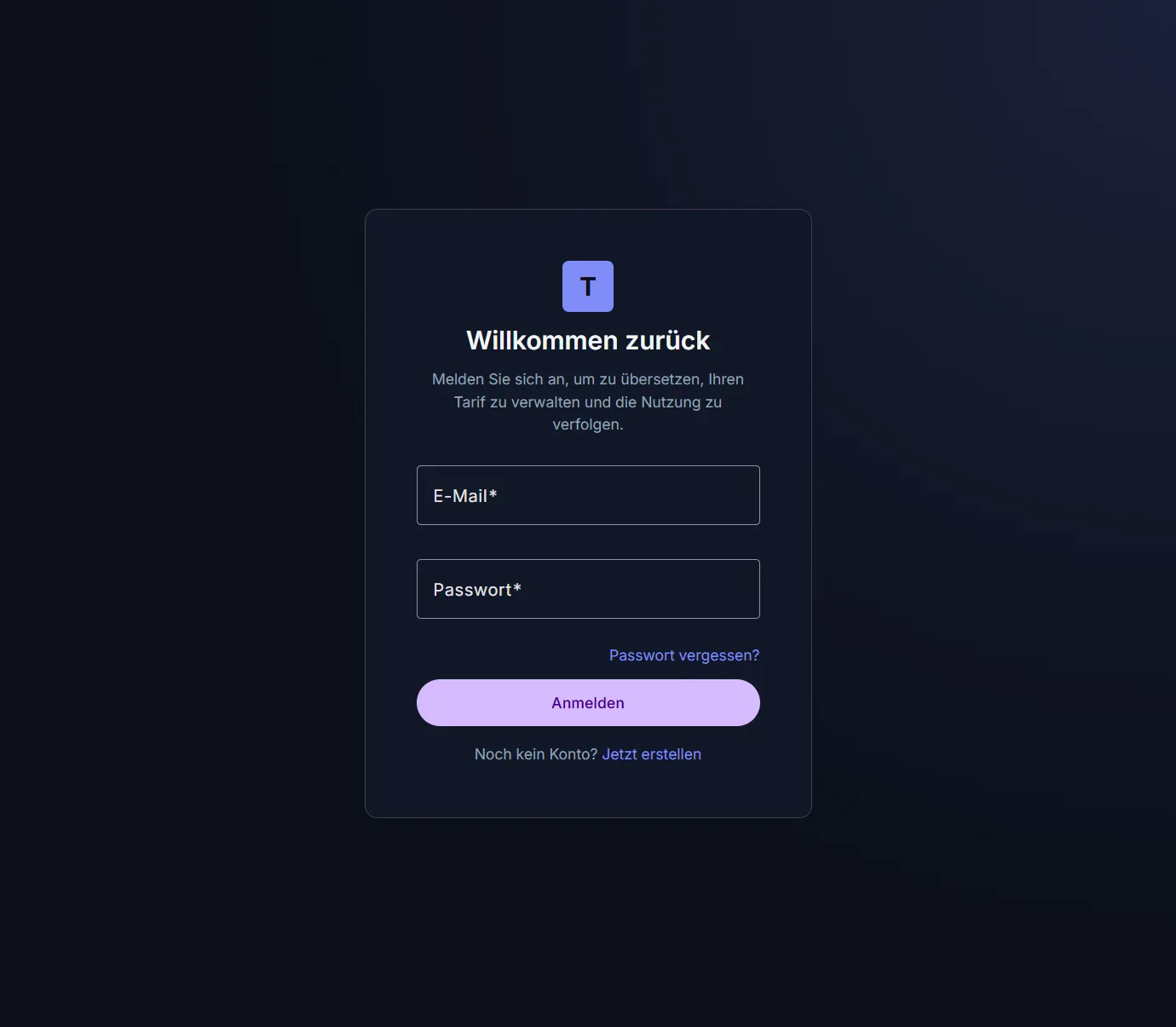The sign-in page